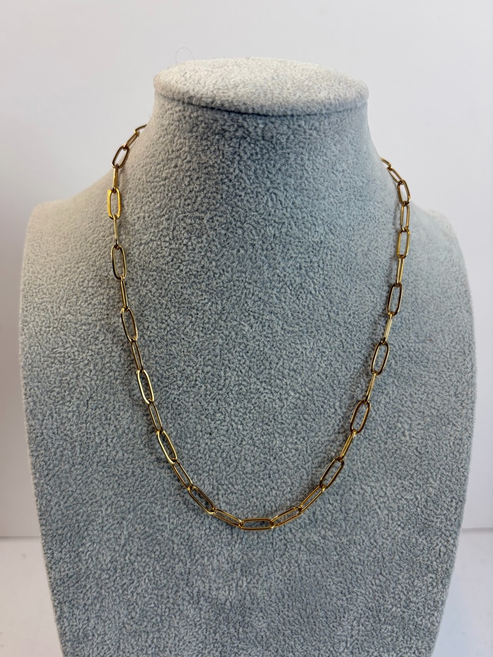 Hackney Nine Gold Tone Paperclip Link Chain Necklace Minimalist Layering Jewelry